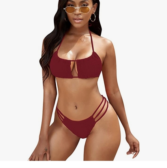 Adult Women's Cartegena Smocked Bikini Set Red